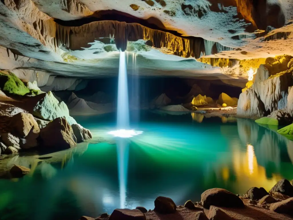 Escena impresionante de un anfibio en caverna, destacando su adaptación a la vida subterránea