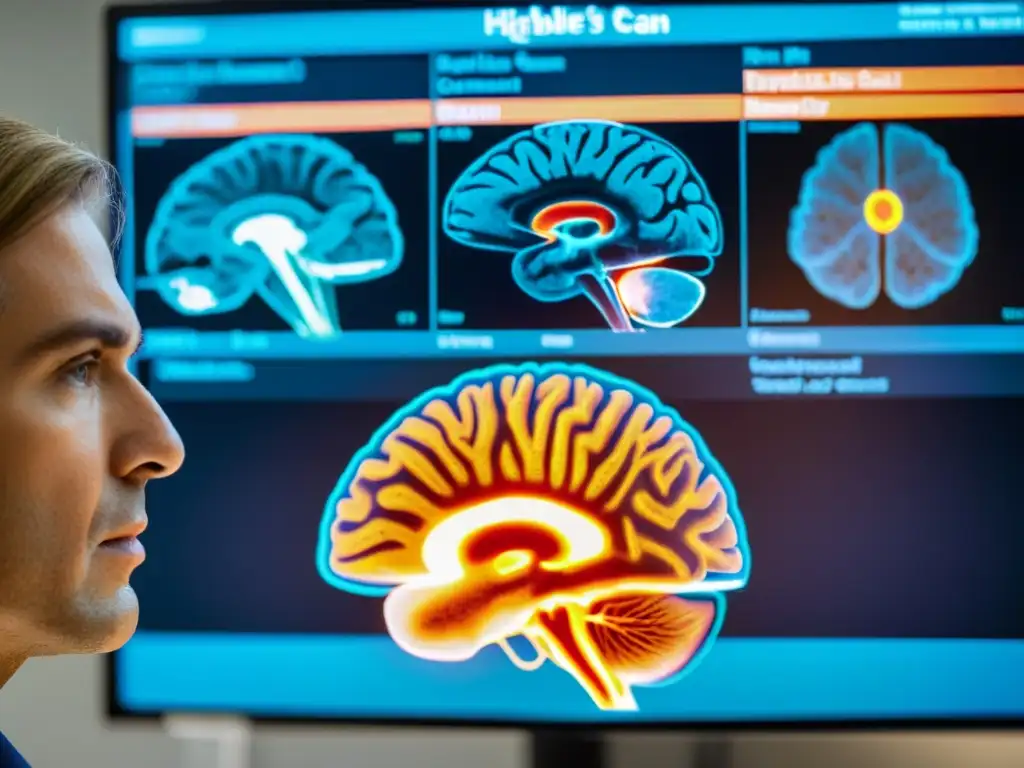 Exploración detallada del cerebro de un reptil durante convulsiones, con anotaciones y profesionales médicos discutiendo opciones de tratamiento