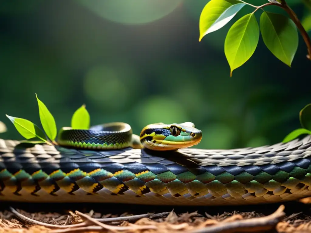 Un fascinante reptil iluminado en su hábitat natural