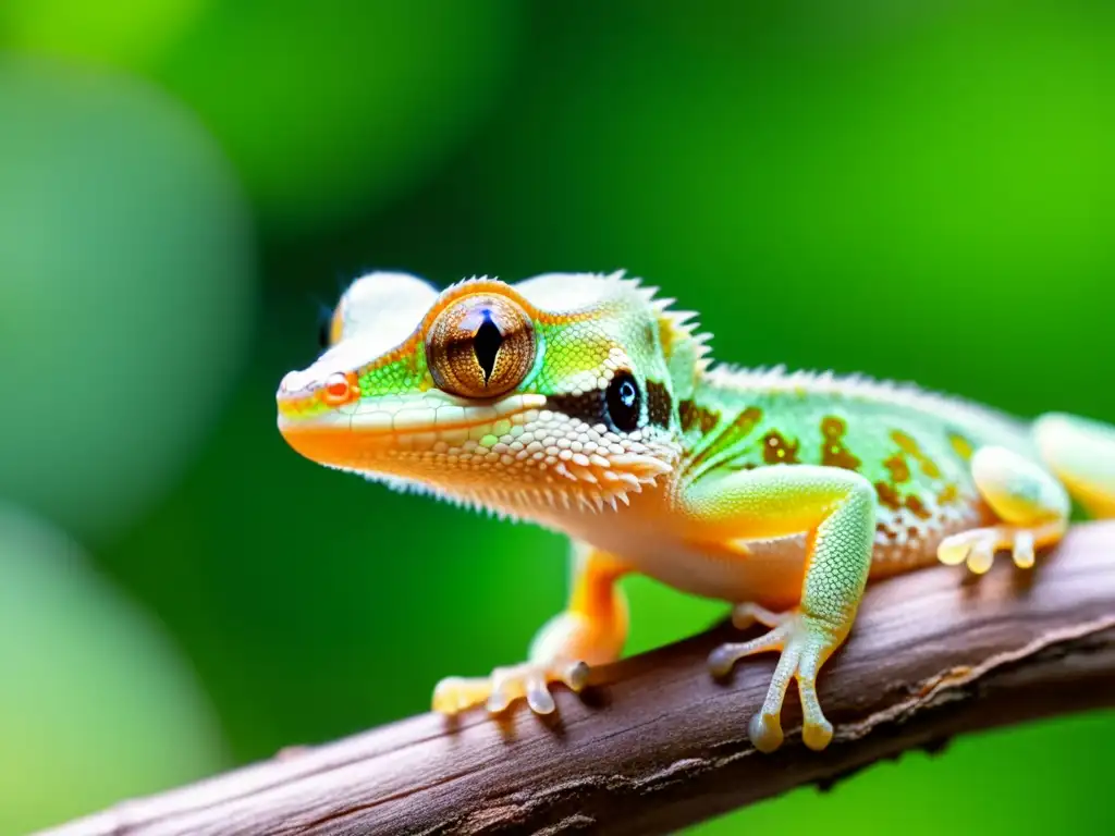 Un gecko delicado en su hábitat natural, capturando un insecto con precisión