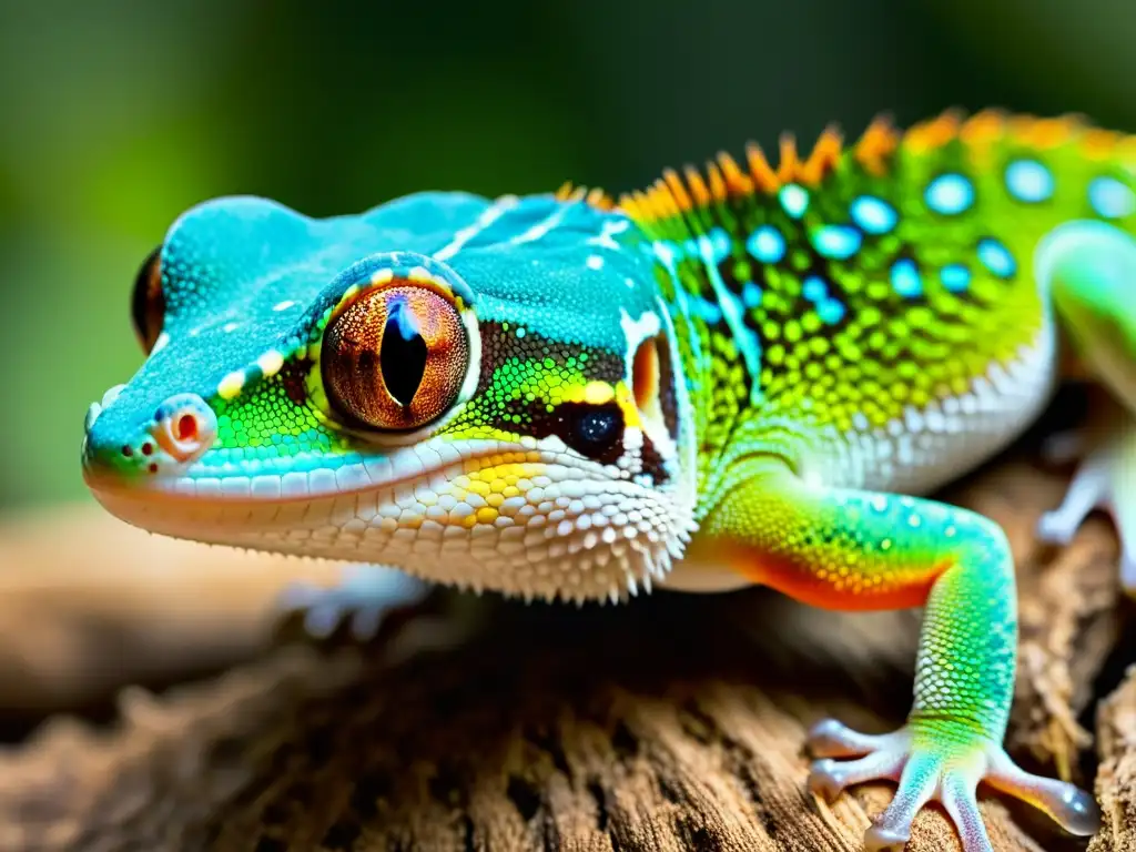 Un gecko en su hábitat natural, mostrando sus hábitos alimenticios en detalle