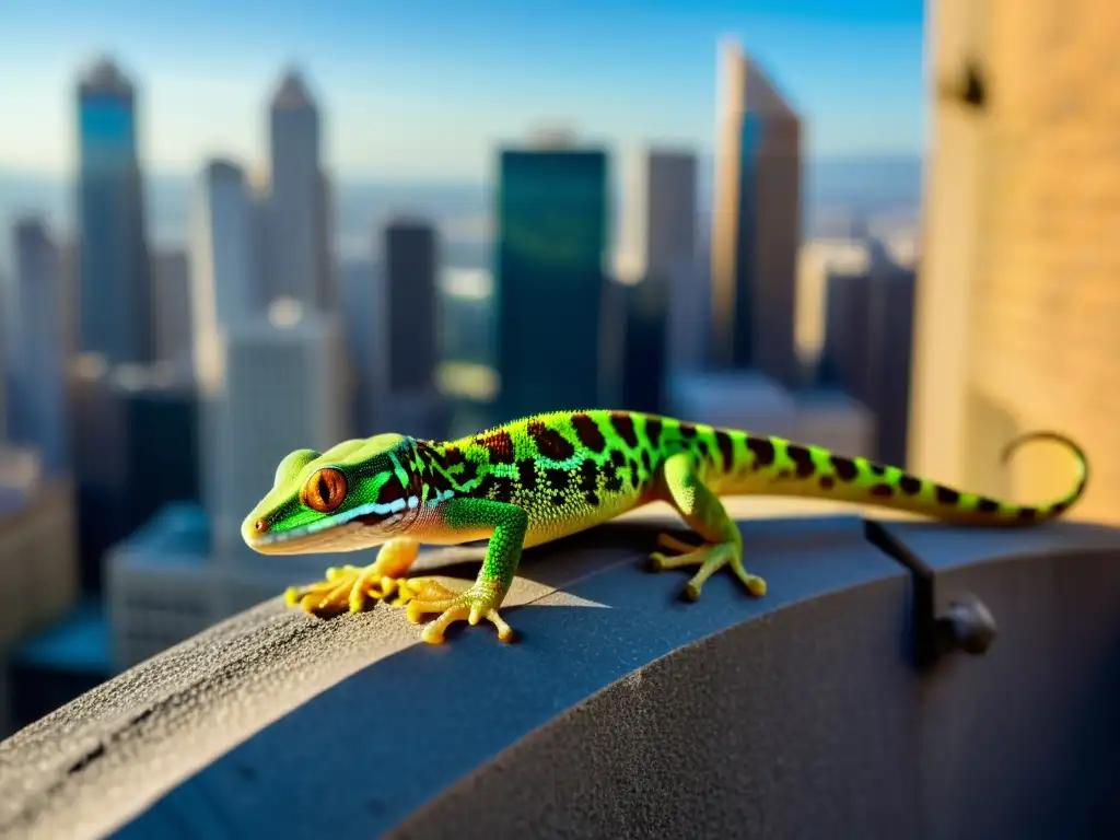 Un gecko urbano muestra su asombrosa adaptabilidad en la ciudad, destacando el impacto de geckos en hábitat urbano