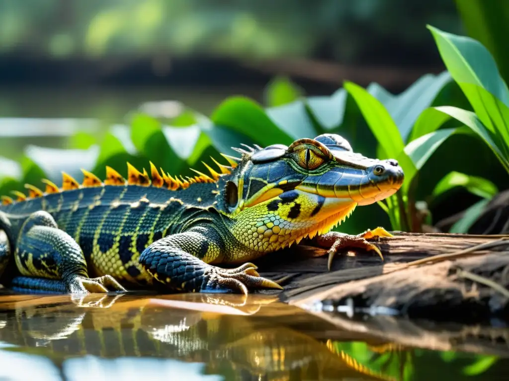 Un grupo de caimanes invasores toma el sol junto a un río tranquilo, mostrando la vulnerabilidad del ecosistema