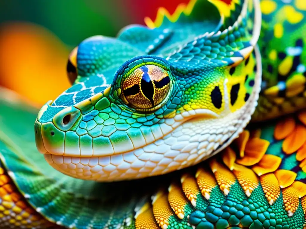 La herencia genética de colores reptiles se muestra en la vibrante piel de reptil, con sus texturas y patrones únicos