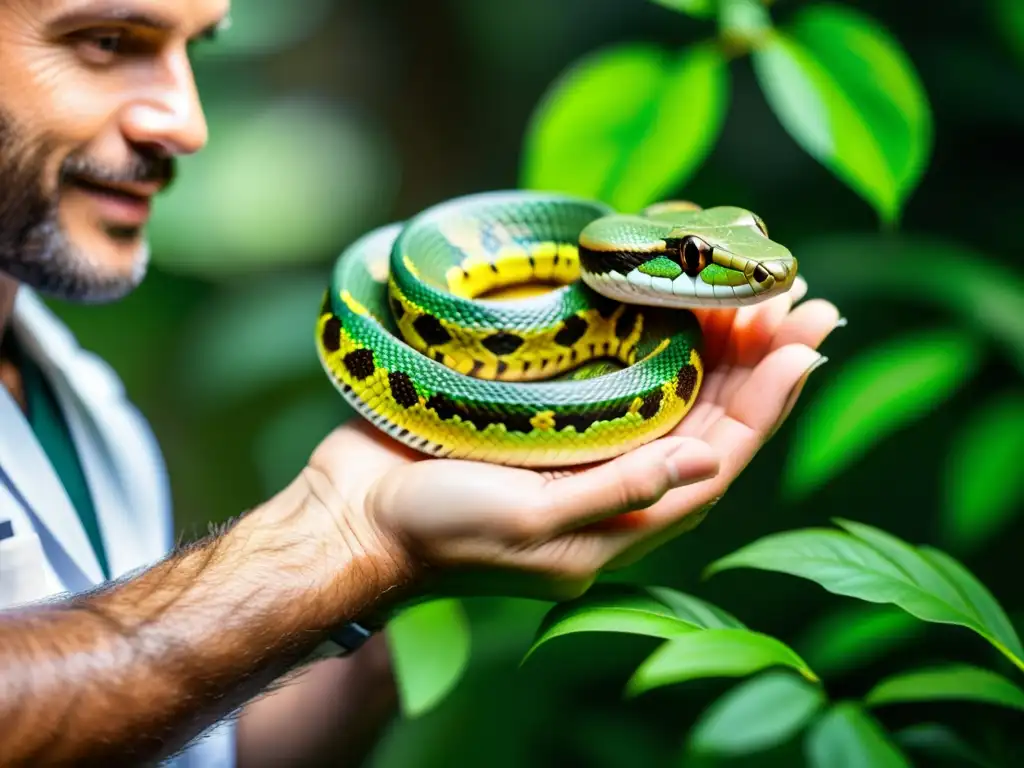 Un herpetólogo descubre una nueva especie de serpiente en un entorno exótico y remoto, mostrando su belleza única