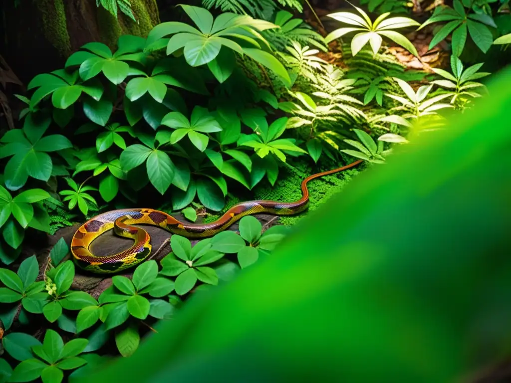 Herpetólogos descubriendo nuevas especies de serpientes en la selva, documentando patrones y colores mientras la luz del sol ilumina su labor