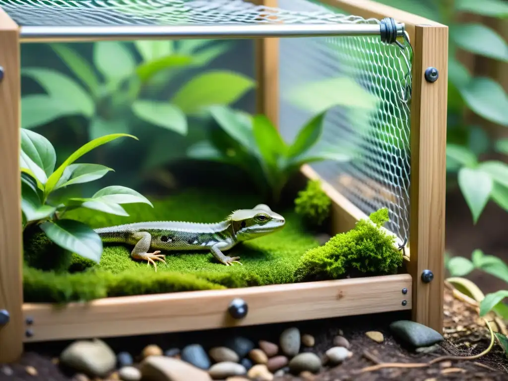 Un hogar seguro para lagartos rodeado de naturaleza exuberante y protegido por una valla de malla resistente