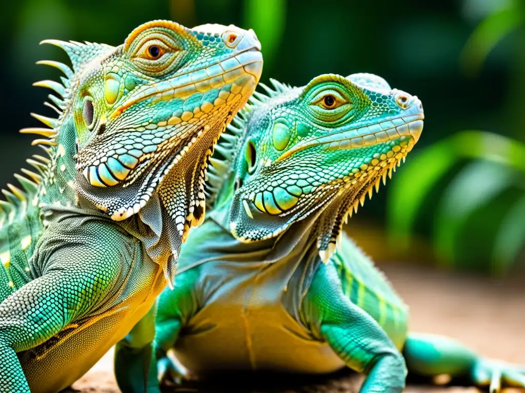 Dos iguanas comunicándose a través de movimientos y posturas, mostrando comportamiento de comunicación en reptiles