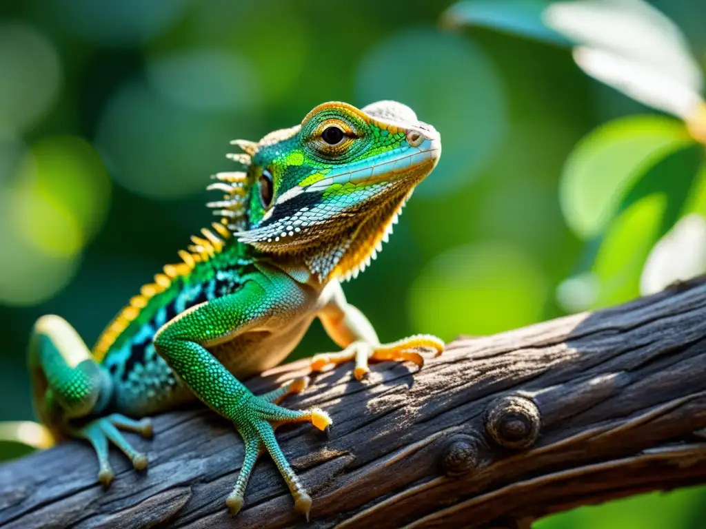 Imagen detallada de un lagarto anciano, sabio, con patrones e texturas en su piel