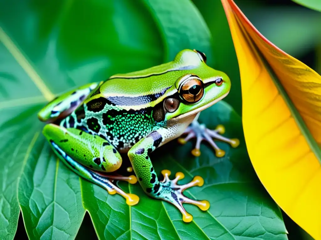 Imagen detallada de una rana arbórea verde emitendo croaks rítmicos