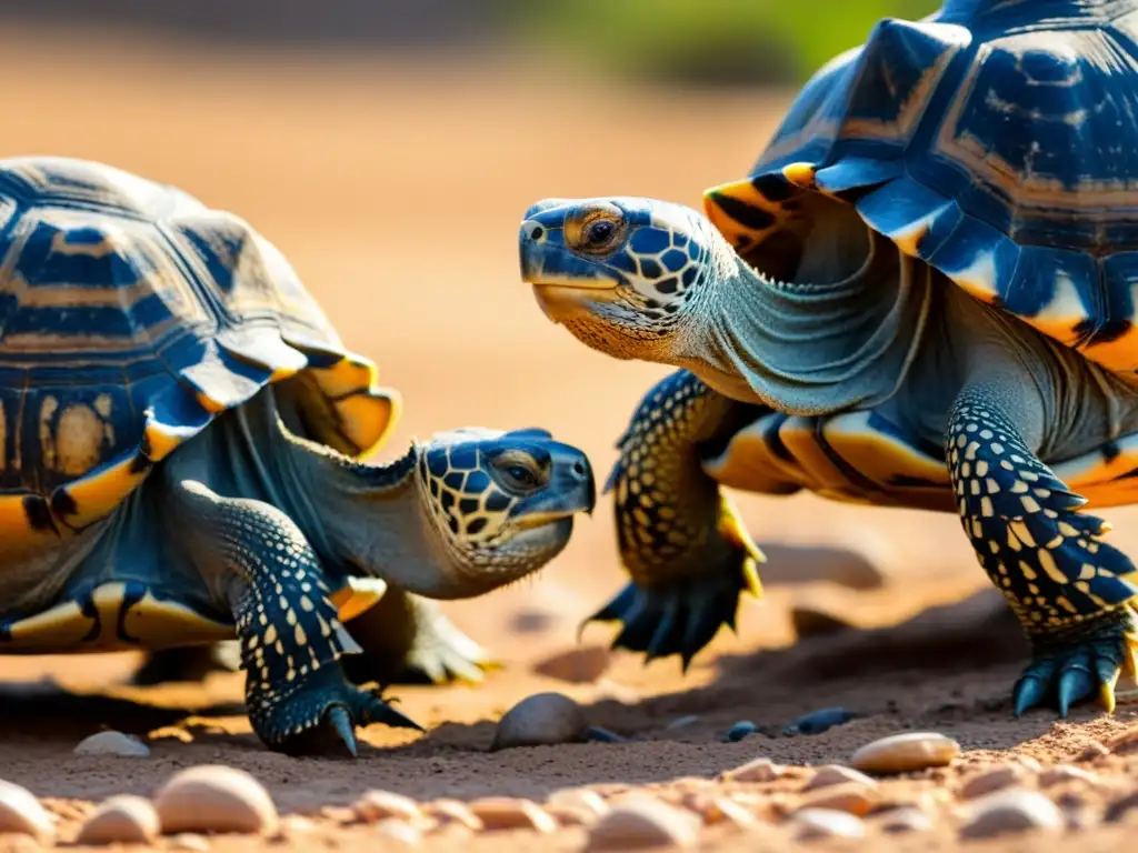 Imagen detallada de la reproducción de tortugas en cautiverio, destacando su comportamiento y entorno natural en un ritual de apareamiento