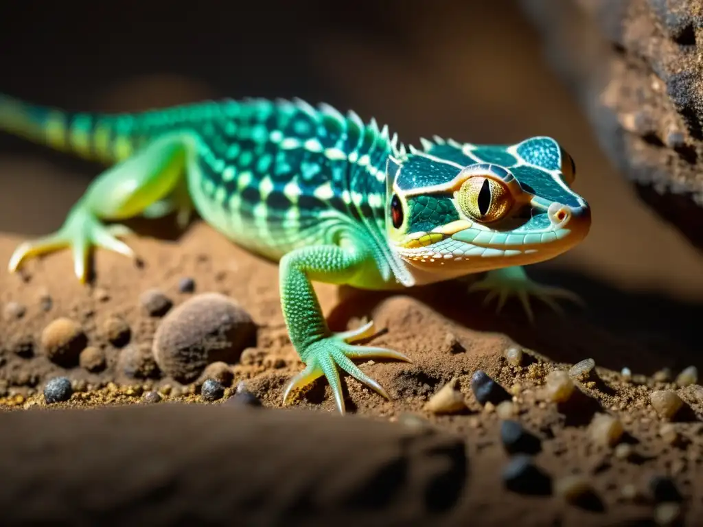 Imagen detallada de un reptil fosorial con patrones en sus escamas, adaptado a la vida subterránea