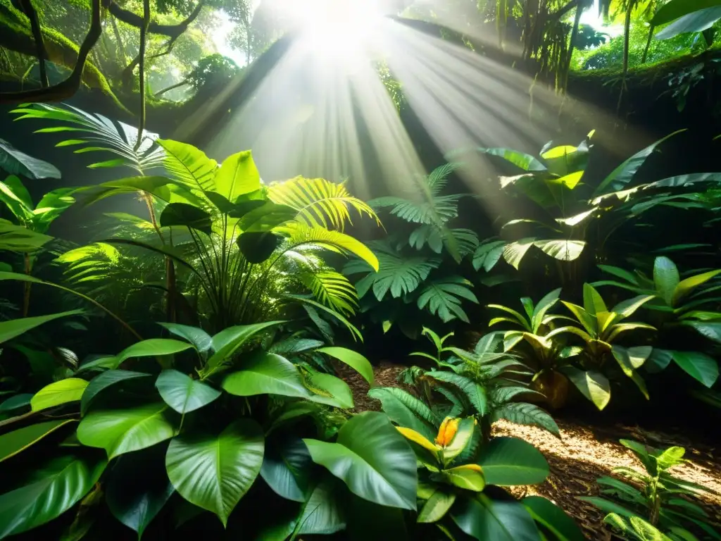 Imagen de un exuberante bosque tropical con reptiles, reflejando su dieta natural en cautiverio