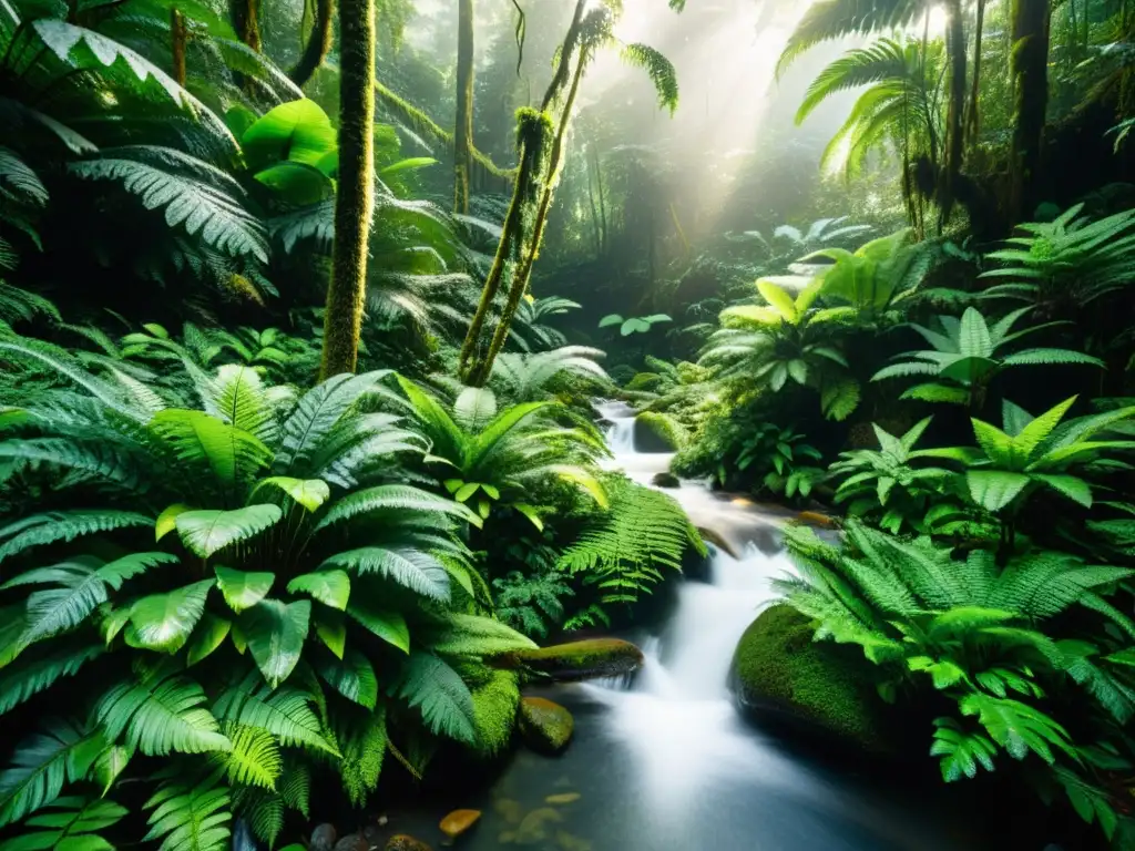 Imagen de exuberante selva tropical, hogar de innumerables especies