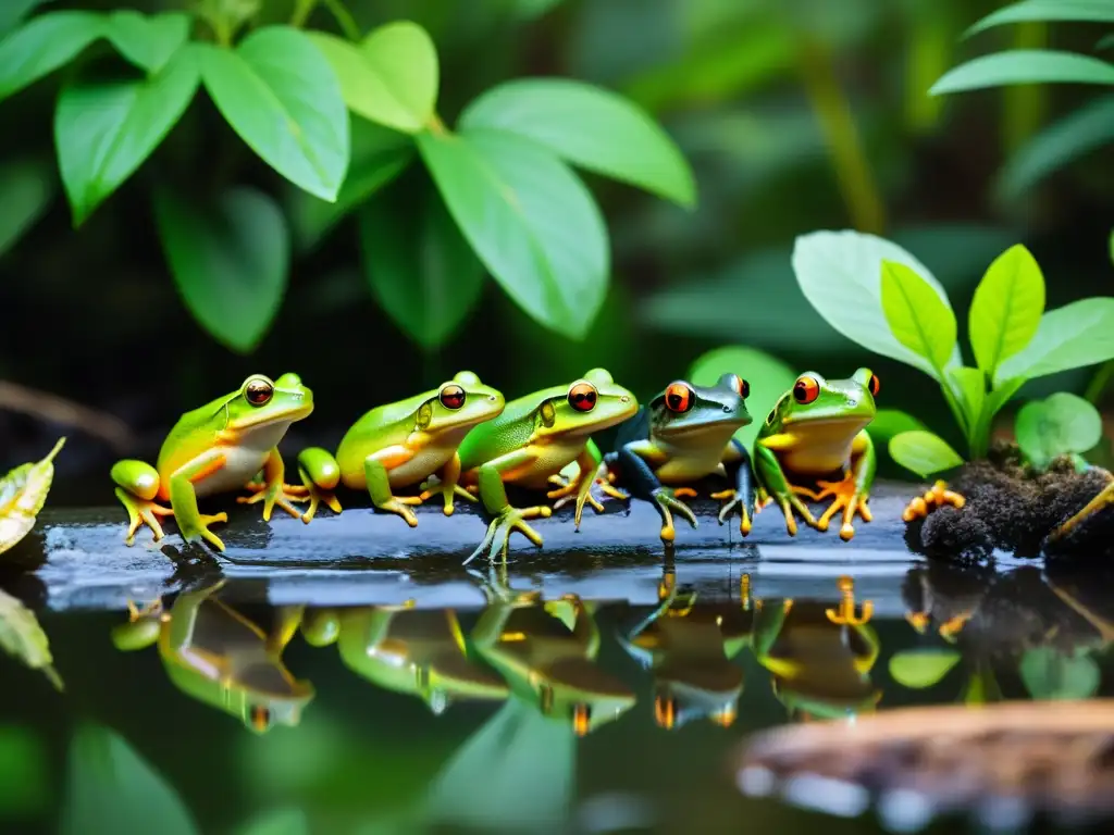 Imagen impactante: anfibios luchando en hábitat amenazado, reflejando el impacto del calentamiento global en anfibios