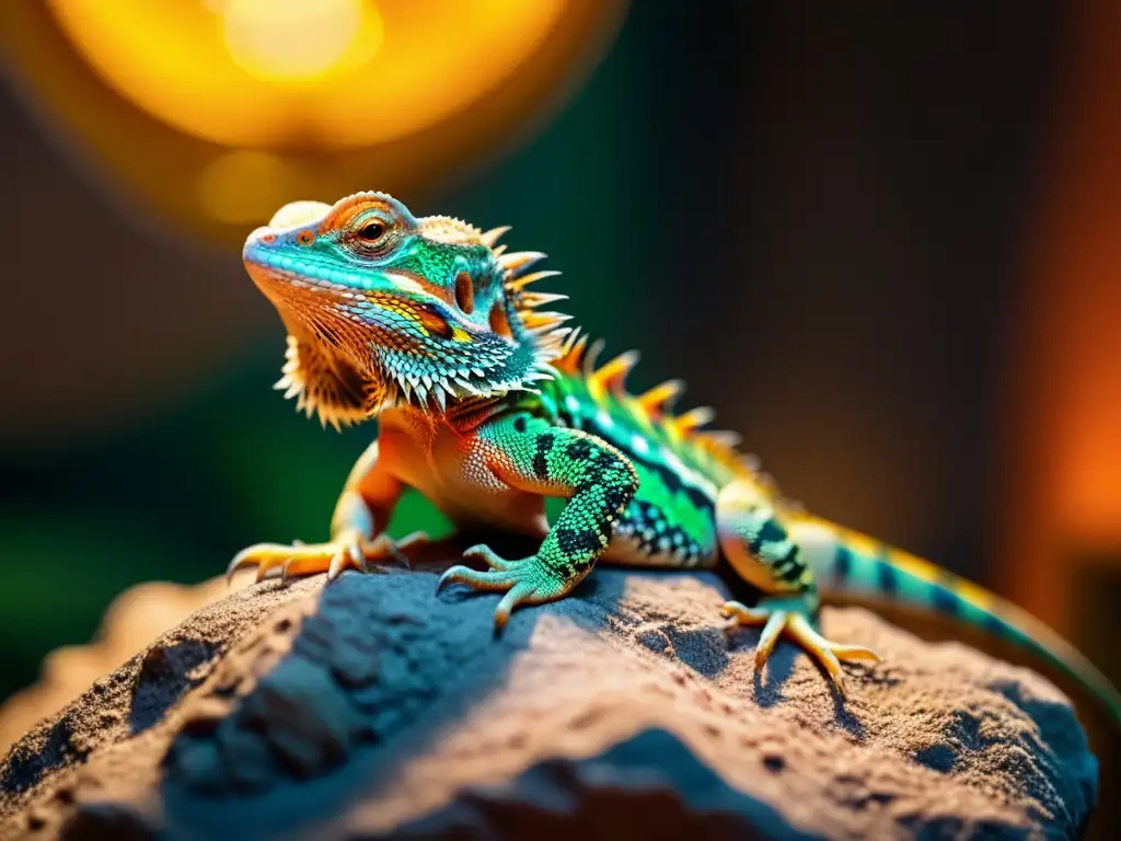 Imagen impactante del dragón barbudo en cautiverio, destacando su belleza natural y popularidad en terrarios