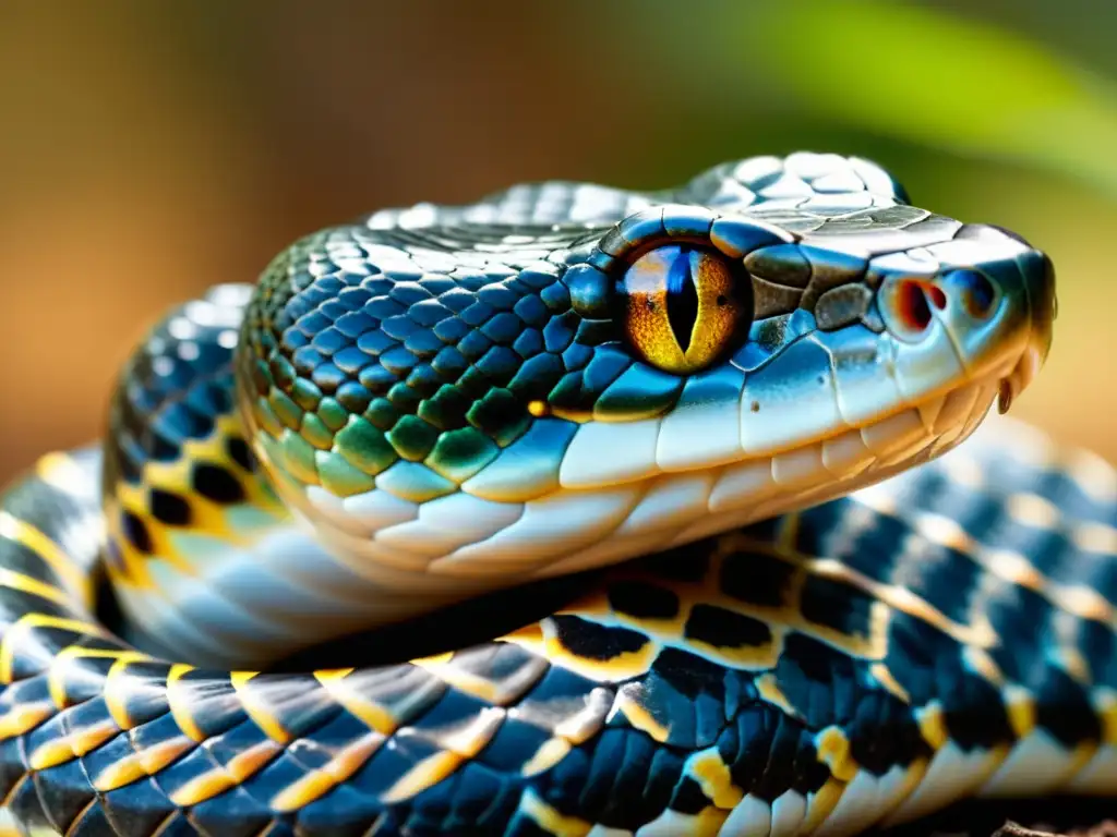 'Imagen impactante de la garganta de una serpiente emitiendo vocalizaciones sutiles en reptiles, con detalle asombroso y patrones de piel cautivadores