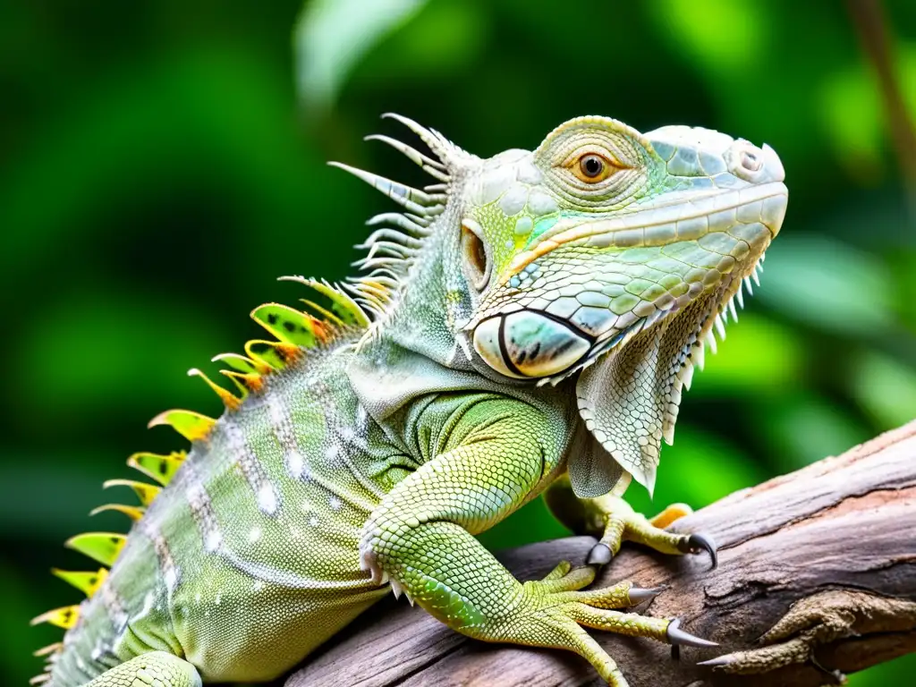 Imagen impactante de una iguana verde en su hábitat natural, destacando la importancia de los reptiles en el equilibrio ambiental