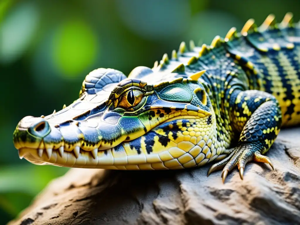 Imagen impactante de un majestuoso reptil en su hábitat natural, resaltando la belleza y el impacto de la caza furtiva de reptiles