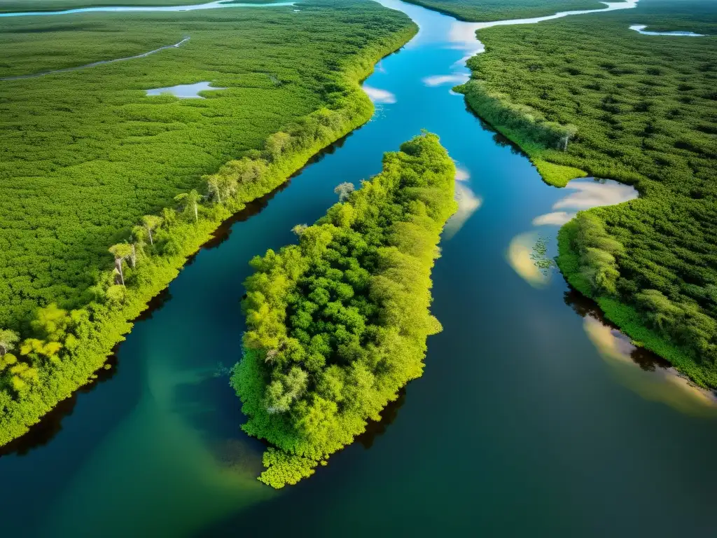 Imagen impactante de las pitones birmanas en el ecosistema de Florida, mostrando la belleza serena del paisaje y la diversa vida silvestre