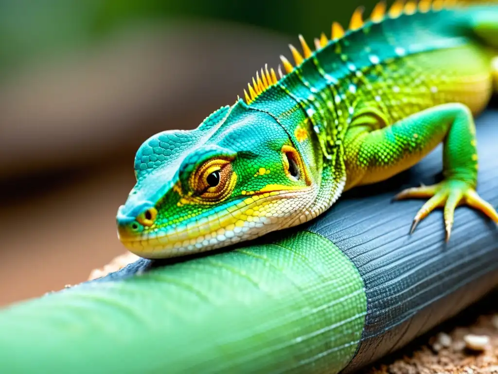 'Imagen impactante de primeros auxilios para lagarto herido, mostrando detalle de la herida y el entorno, resaltando texturas y colores