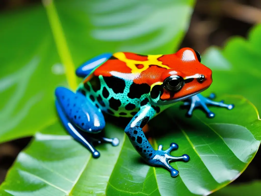 Imagen impactante de una rana venenosa camuflada entre la exuberante vegetación del bosque