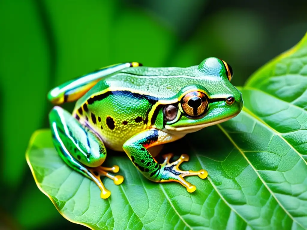 Imagen impactante de una rana arbórea verde en su hábitat natural