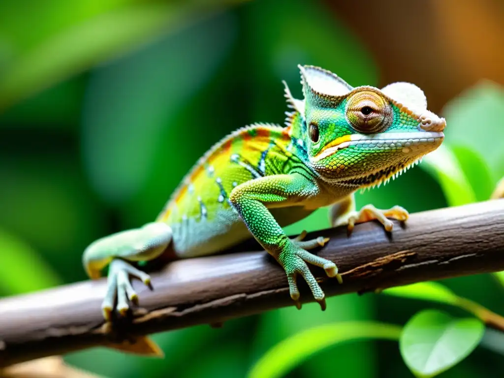 Imagen impactante de un reptil cautivo en su entorno, destacando detalles de su piel y escamas