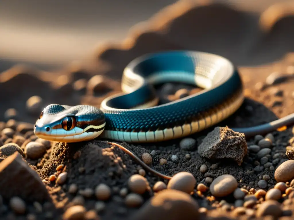 Imagen impactante de reptil fosorial explorando el suelo, resalta la importancia de estos animales para la salud del suelo