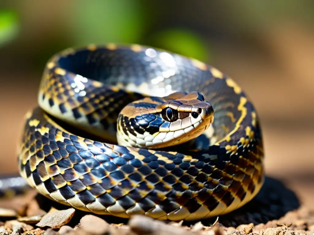 Imagen impactante de una serpiente de cascabel en posición de ataque, destacando su comportamiento agresivo