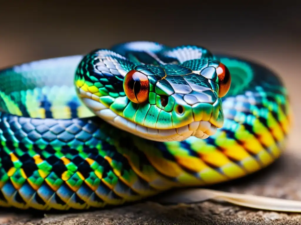 Imagen impactante de serpiente mudando su piel, resaltando la belleza de sus escamas vibrantes y el comportamiento durante muda de reptiles