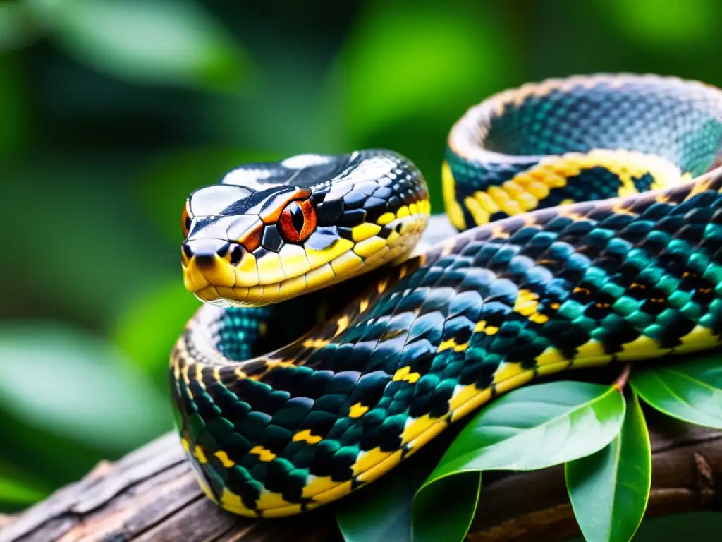 Imagen impactante de una serpiente venenosa en su hábitat natural, resaltando la conservación de reptiles venenosos ecosistemas