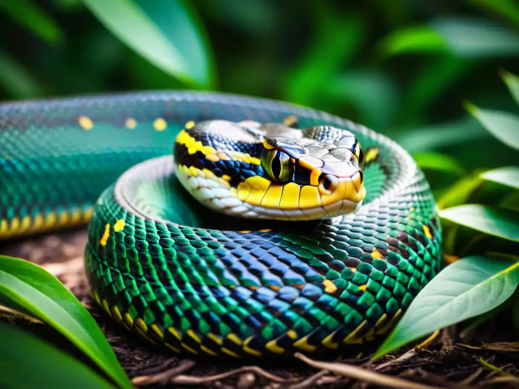 Imagen impactante de serpiente venenosa camuflada entre la selva