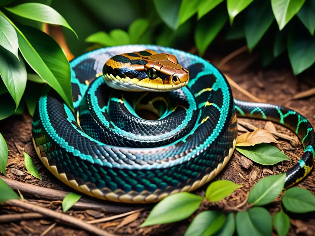 Imagen impactante de una serpiente venenosa en su hábitat natural, evocando respeto y conciencia del riesgo con reptiles venenosos