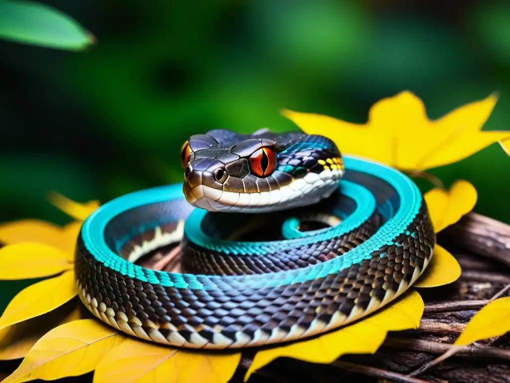 Imagen impactante de serpiente venenosa camuflada entre hojas secas en la selva tropical