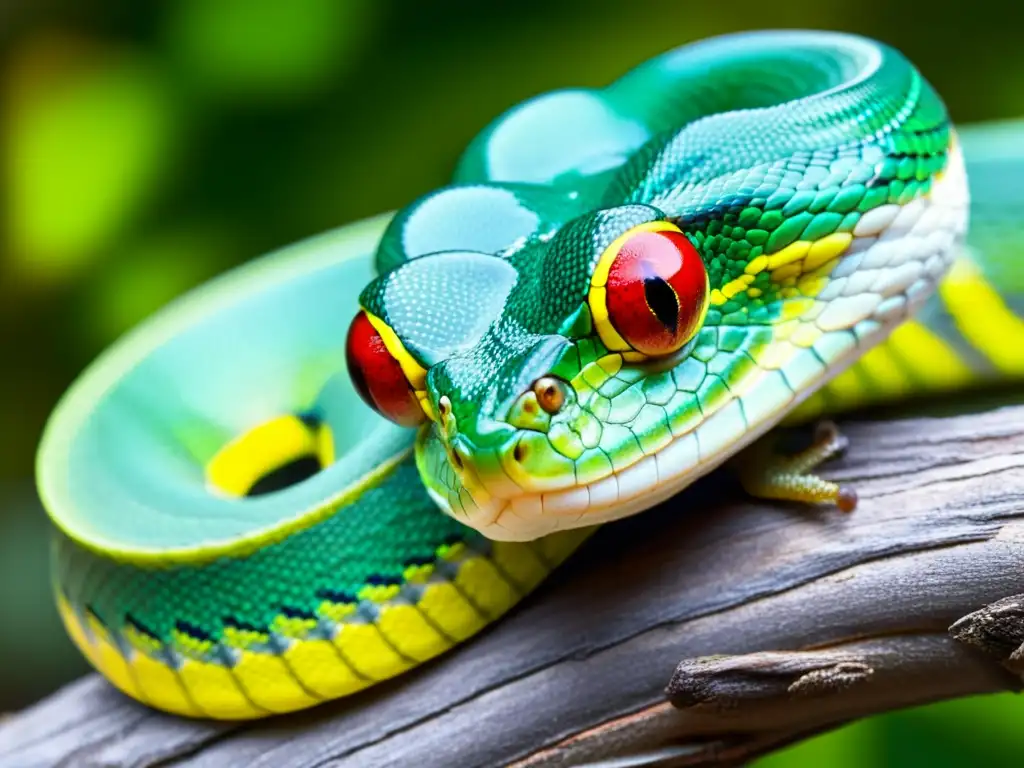 Víbora verde devorando rana en la selva tropical Imagen impactante de un serpiente verde devorando a una rana en la selva tropical
