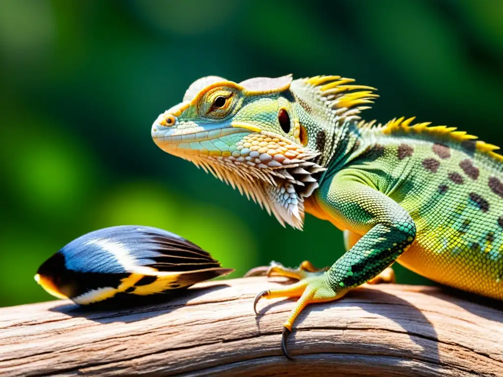 Imagen impactante de simbiosis en ecosistemas de reptiles: una relación simbiótica entre un reptil y un ave, con detalles asombrosos de su interacción