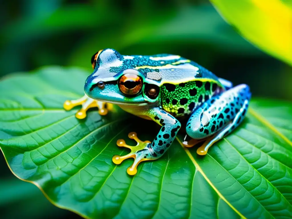 Imagen de una ranita arcoíris en la selva, resaltando la belleza y la importancia de los programas conservación anfibios especies menos conocidas