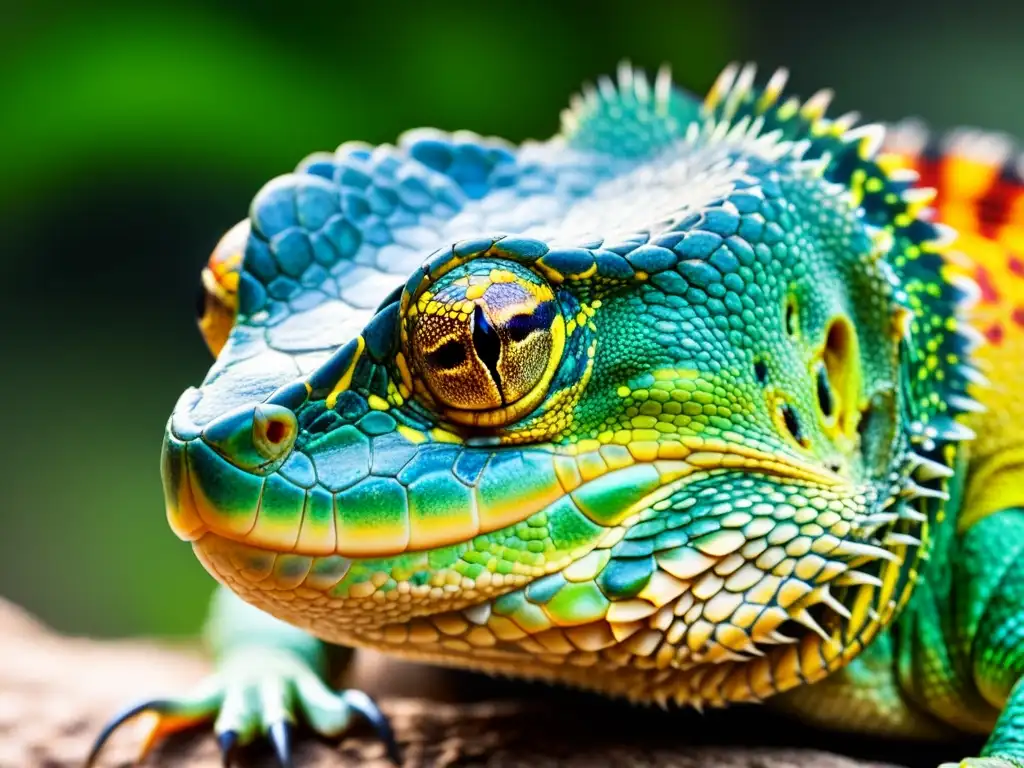 Imagen de reptil macho mostrando agresividad durante la temporada de reproducción