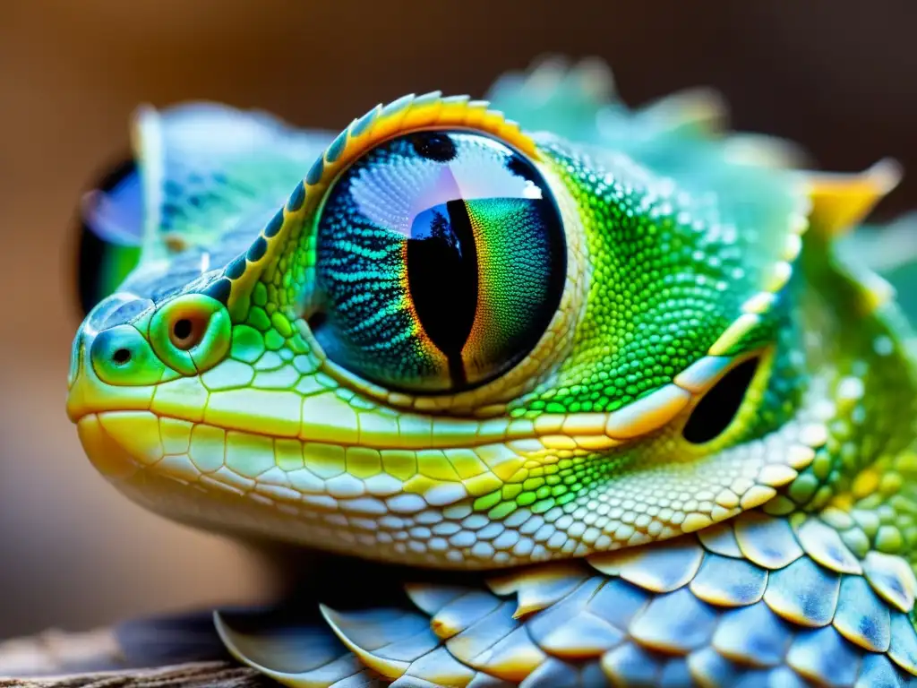 Imagen de un reptil mudando su piel, con escamas vibrantes desprendiéndose para revelar su brillo renovado