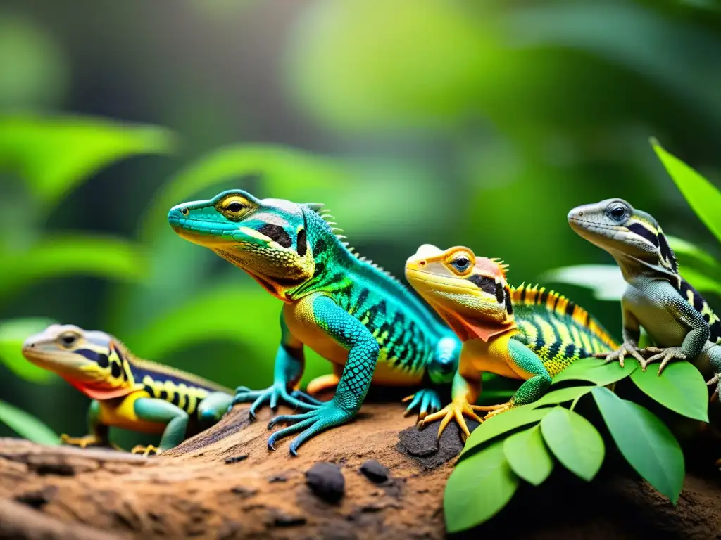 Imagen de reptiles silvestres en su hábitat natural, destacando su diversidad y la importancia de la prevención de enfermedades en estos animales