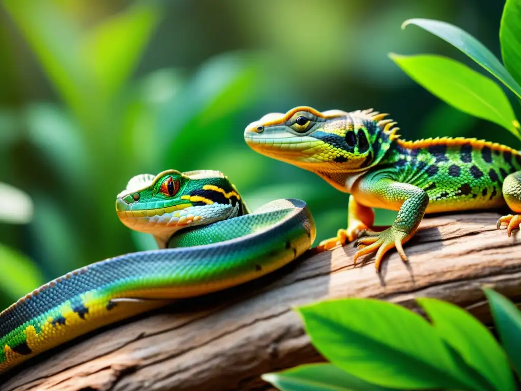 Imagen de reptiles en su hábitat natural, mostrando la diversidad y belleza de estas criaturas