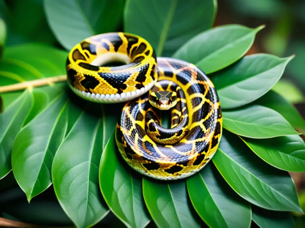 Imagen de una serpiente enigmática con patrones intrincados, evocando la energía mística de la interpretación de serpiente en astrología