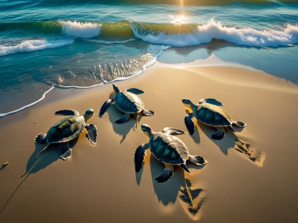 Impacto del cambio climático en las tortugas marinas: imagen detallada de tortugas anidando en la playa bajo la luz de la luna