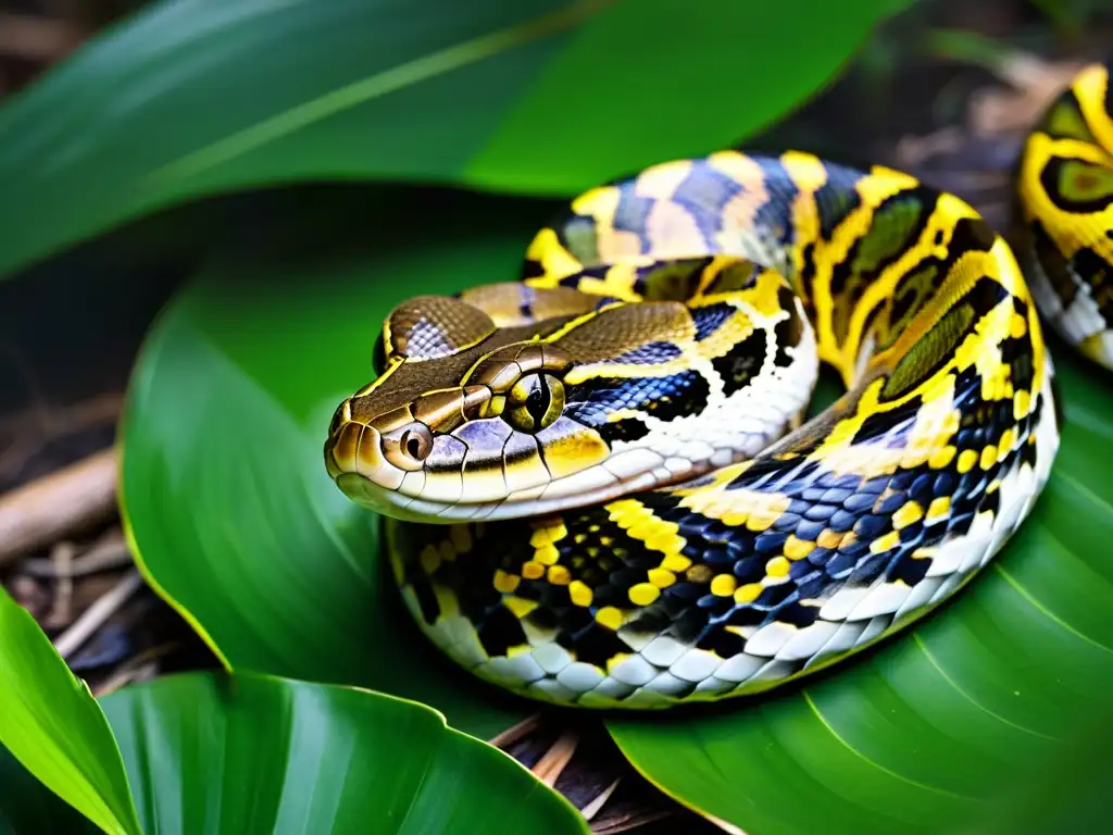 Un imponente pitón birmano se desliza entre la densa vegetación de los Everglades de Florida