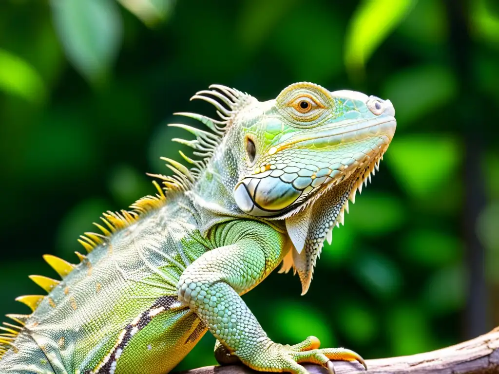 Una impresionante iguana verde en su hábitat natural, resaltando la biodiversidad