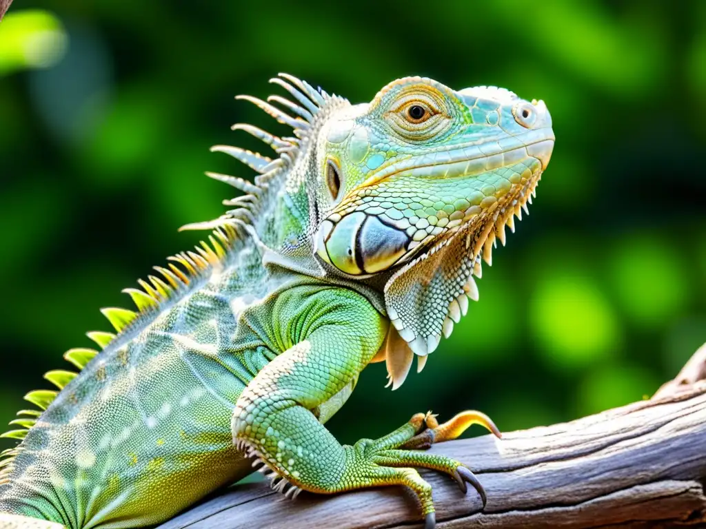 Una impresionante iguana verde en su hábitat natural