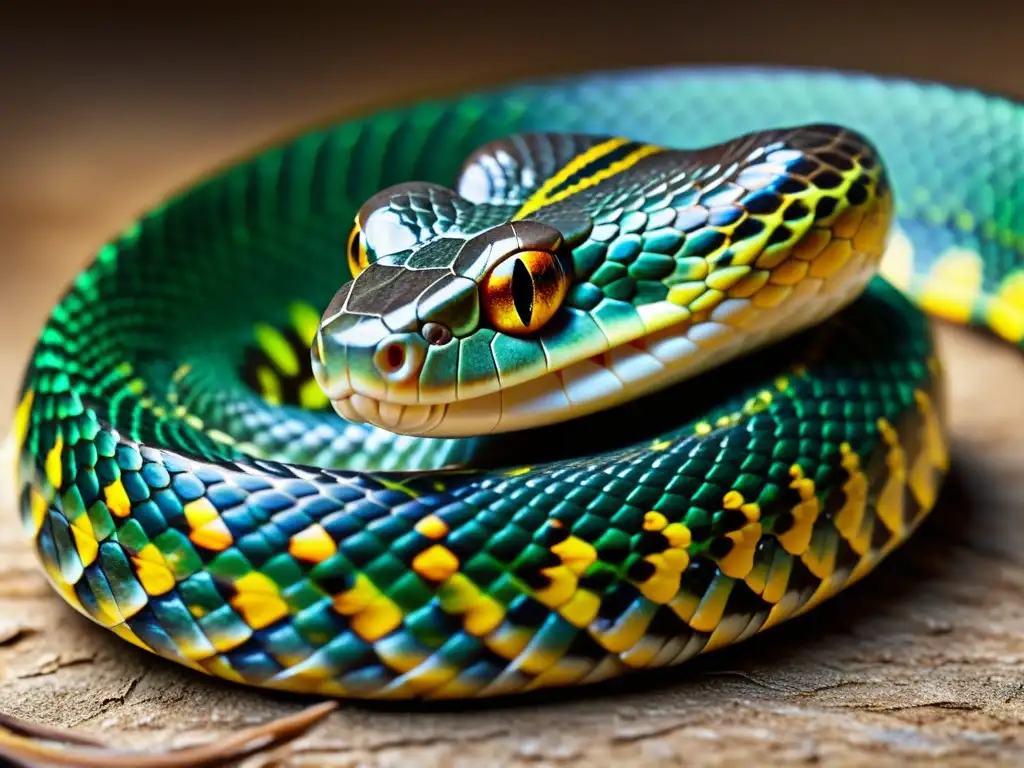 Una impresionante imagen detallada de una serpiente mudando su piel, con las escamas desprendiéndose y revelando la nueva piel vibrante debajo