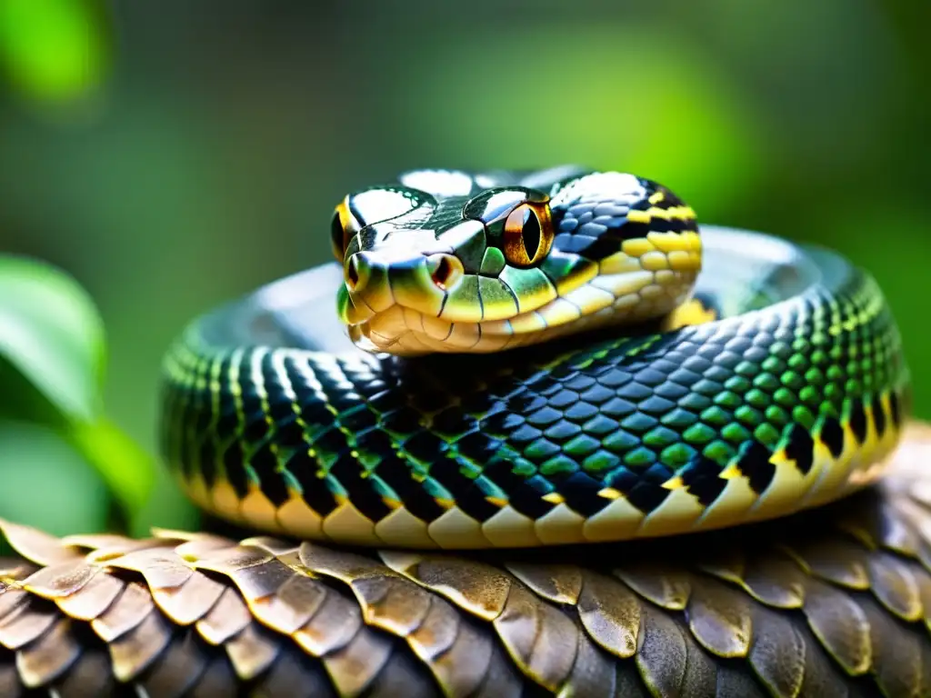 Una impresionante imagen de la lengua bifurcada de una serpiente, deslizándose para percibir su entorno en su hábitat natural