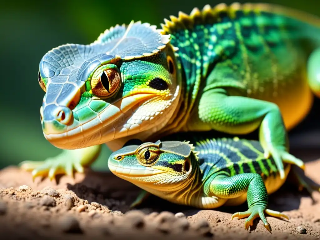 'Impresionante imagen de un reptil vivíparo en pleno parto, con escamas y piel visibles, en su hábitat natural